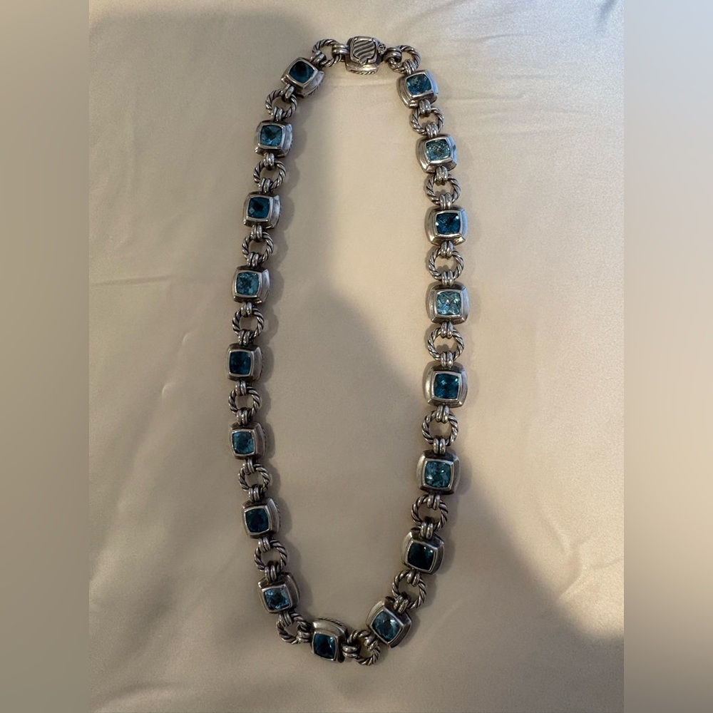 Authentic David Yurman blue topaz necklace